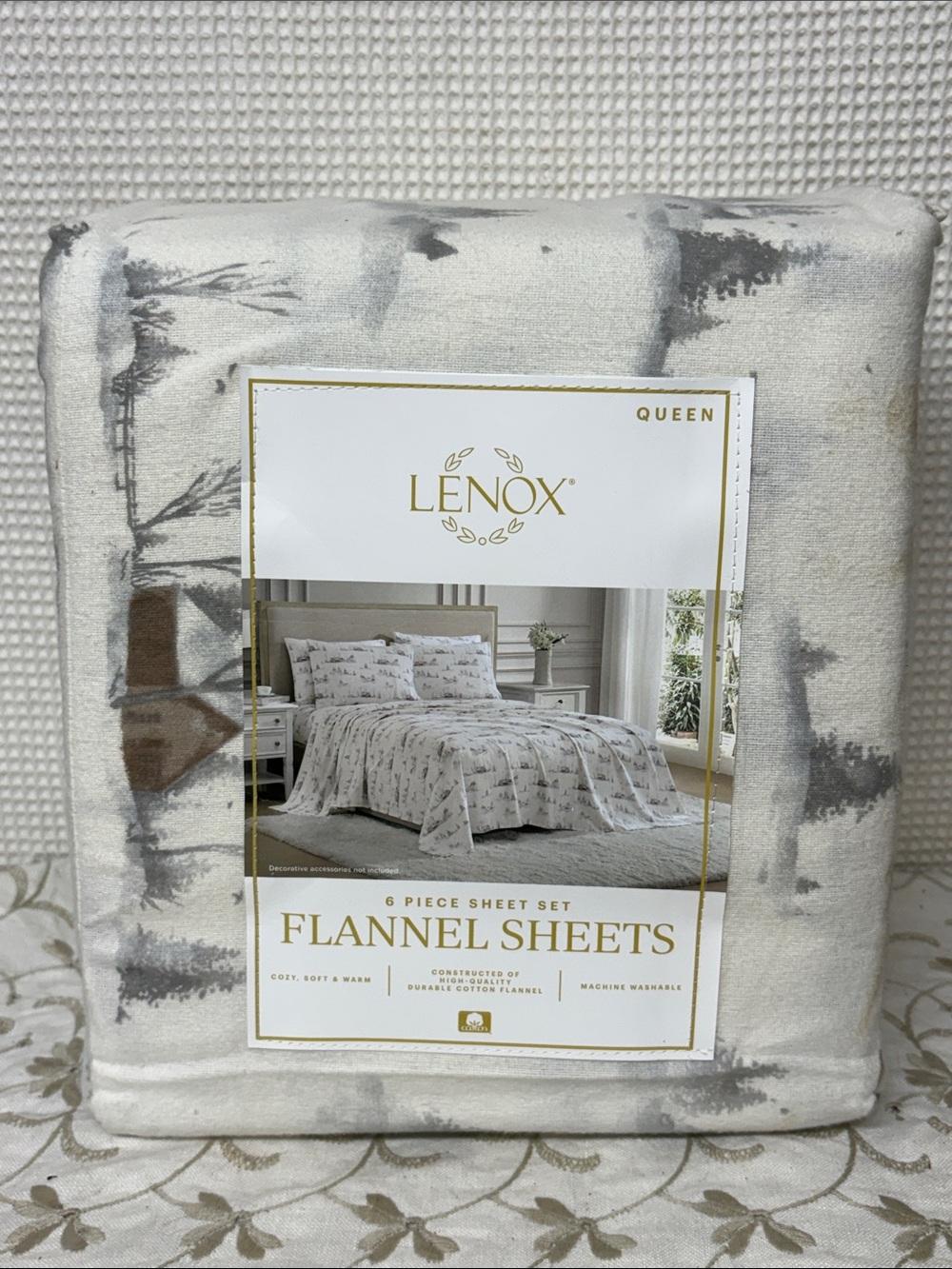 Lennox six piece flannel sheet set